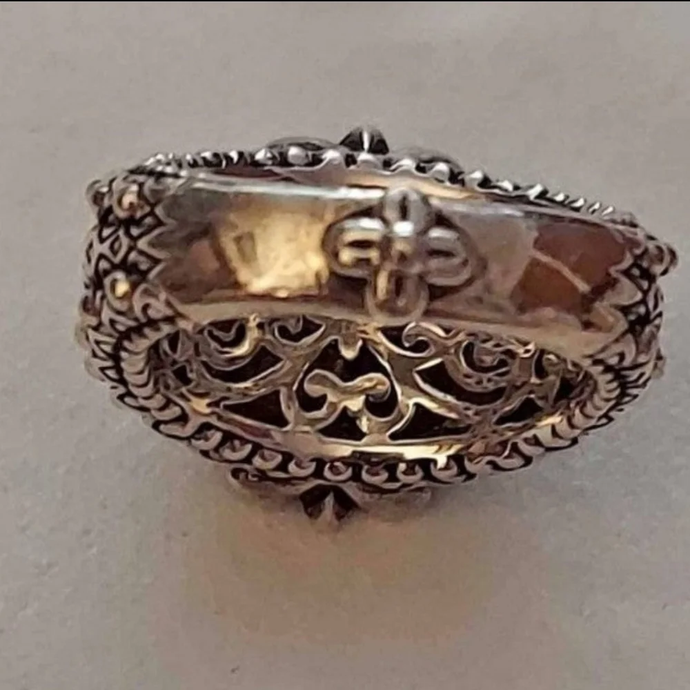 Barbara Bixby Rhodolite Garnet & White Sapphire Ring, Silver & 18k Gold Size 6! - Picture 6 of 11